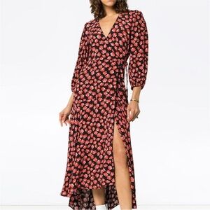 Ganni Lindale Floral Wrap High-low Dress